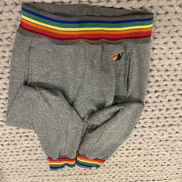 Aviator Nation heather grey rainbow rib pocket sweatpants! - Picture 4 of 5
